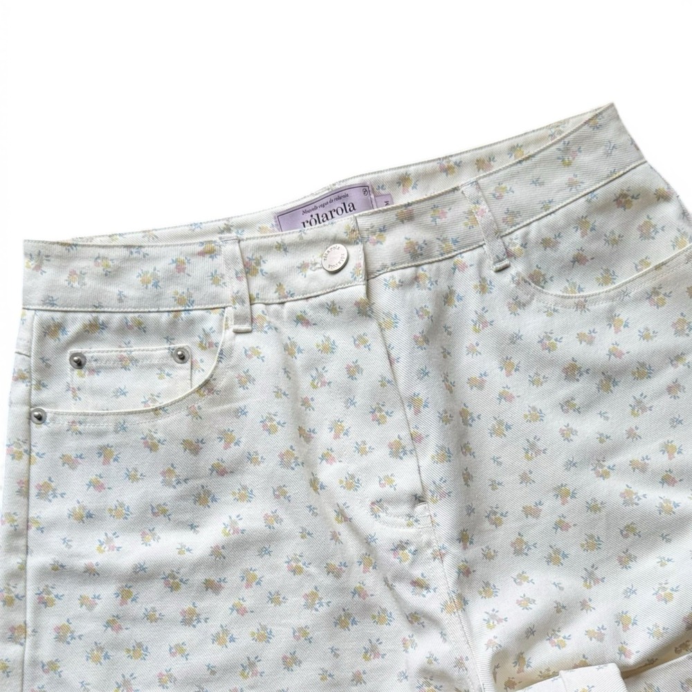 ROLAROLA Flower Half Pants Ivory Floral Shorts Women's Size M Korean Fashio - Picture 6 of 13
